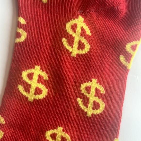 ❤️ Red and Gold Money Sign Novelty Socks Unisex - Picture 3 of 8